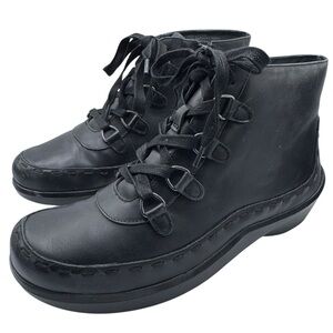 Ziera Yorkers Black Leather Lace-Up Women's Boots Size 7.5